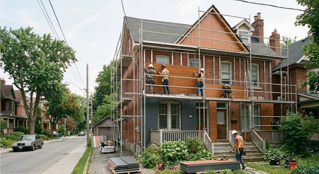 ACM panels installation in progress on Toronto house