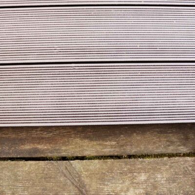 Composite decking downsides shown in a Canadian backyard
