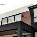 Corner view of a North York home's balcony with ACM and WPC cladding.